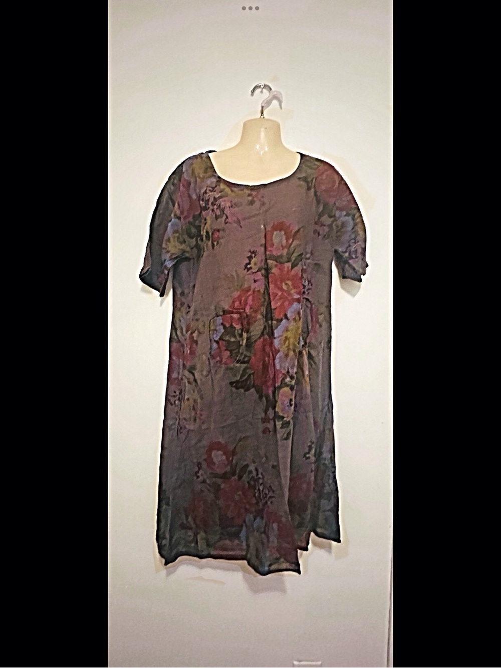 Brown Floral Maxi Dress in Olive and Burgundy
